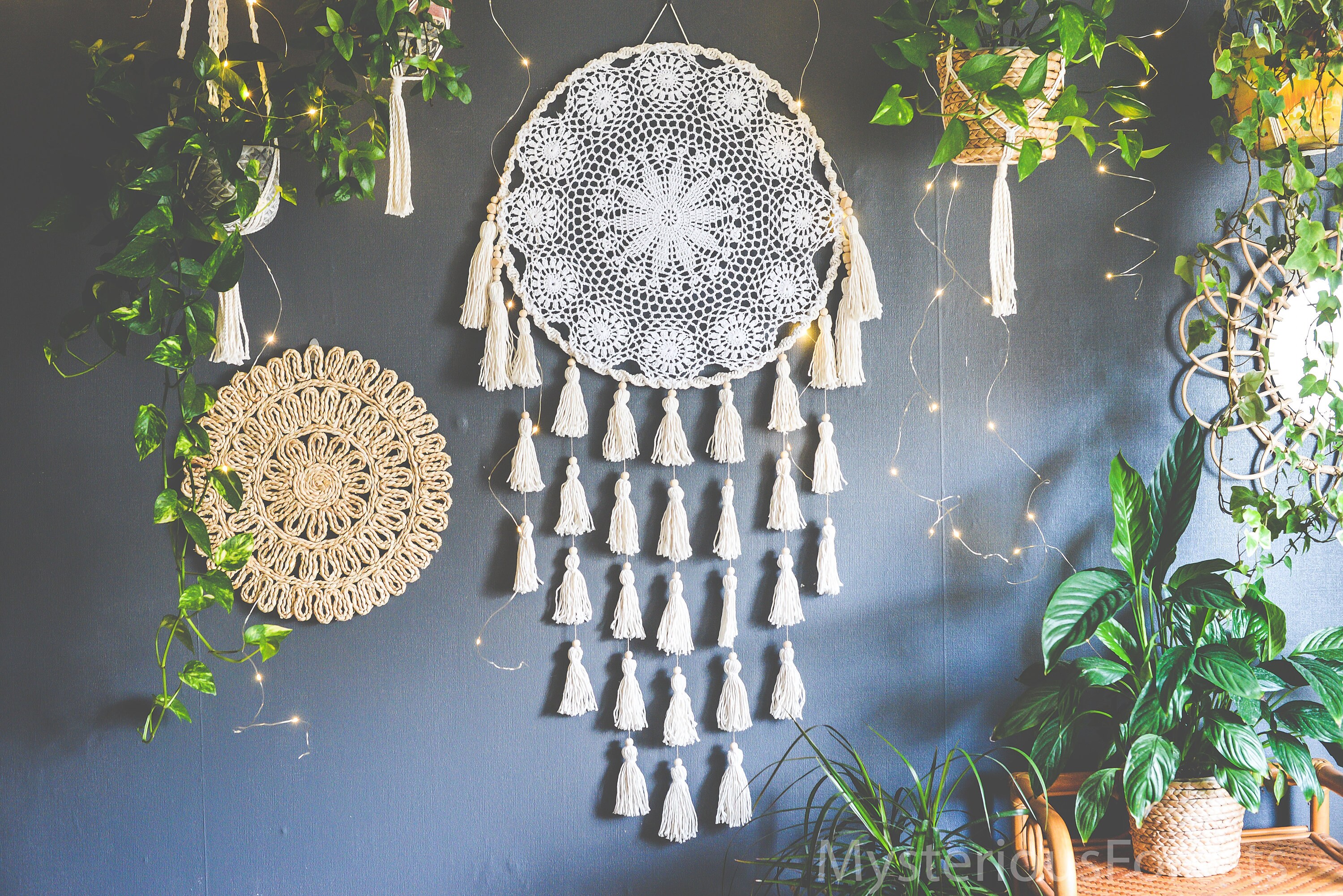 Large Wall Hanging Dreamcatcher Set , Big Dreamcatcher, Wall Dreamcatcher,  Bedroom Ash Dreamcatcher, Pretty Dreamcatcher, Baby Bedroom Decor 