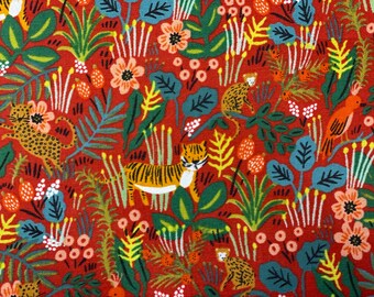 Jungle Cotton and Steel Rifle Paper Co. 100/% cotton quilting fabric Menagerie Red