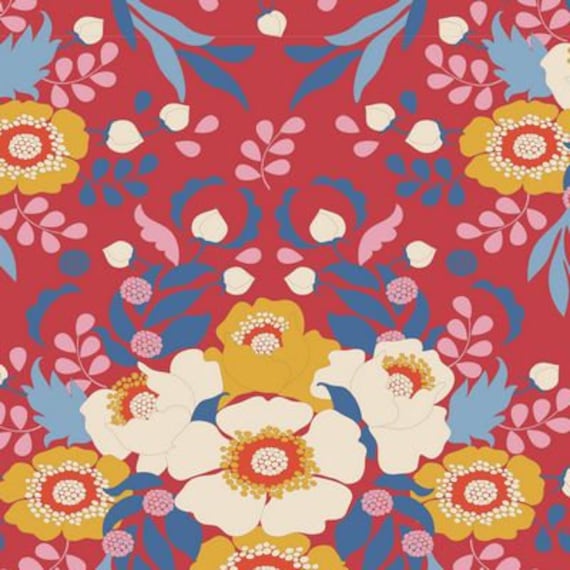 Tilda Fabrics 25th Anniversary Jubilee, Anemone Red, TIL100541-V15, sold by the 1/2 yard or the yard
