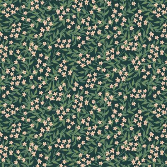 Bramble, Daphne, Hunter Metallic Fabric, RP907-HU1M, Rifle Paper Co, Cotton + Steel, RJR, Sold by the 1/2 yard or the yard