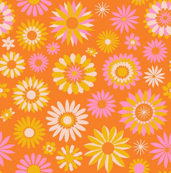 Carousel,Kaleidoscope, in Orange, RS0097 14, By Melody Miller, Ruby Star Society, sold by the 1/2 yard or the yard