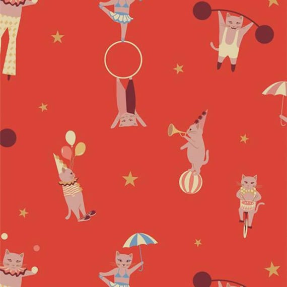 Purr Parade, Purrfect Performers, in Warm, Designed by AGF Studio, sold by the yard