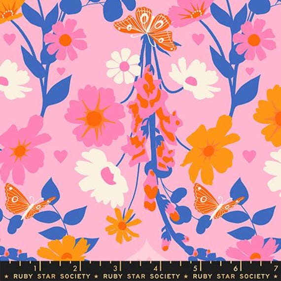 Best Day Ever, Foxgloves Florals Butterflies , Posy, RS0106 12, By Melody Miller, Ruby Star Society, Moda, sold by the yard