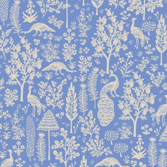 Camont - Menagerie Silhouette - Blue Fabric- RP708-BL5- Rifle Paper Co- Cotton And Steel- Sold by the 1/2 yard or the yard