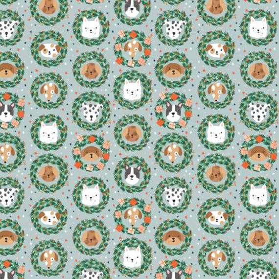 Merry Pawmas, Bark And Bough, Sky Metallic Fabric, DG203-SK1M, Cotton+Steel, sold by the yard