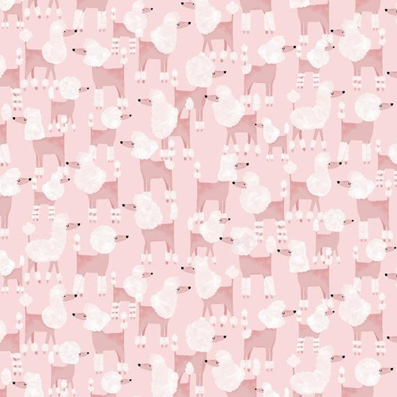 Dear Stella Fabrics, Mutts About You, Blush Pink Poodles Of Fun, sold by the yard