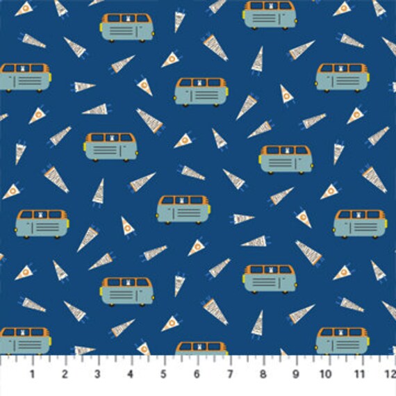 Around the Campfire, Campervan, by Lemonni, for Figo Fabrics, sold by the 1/2 yard or the yard