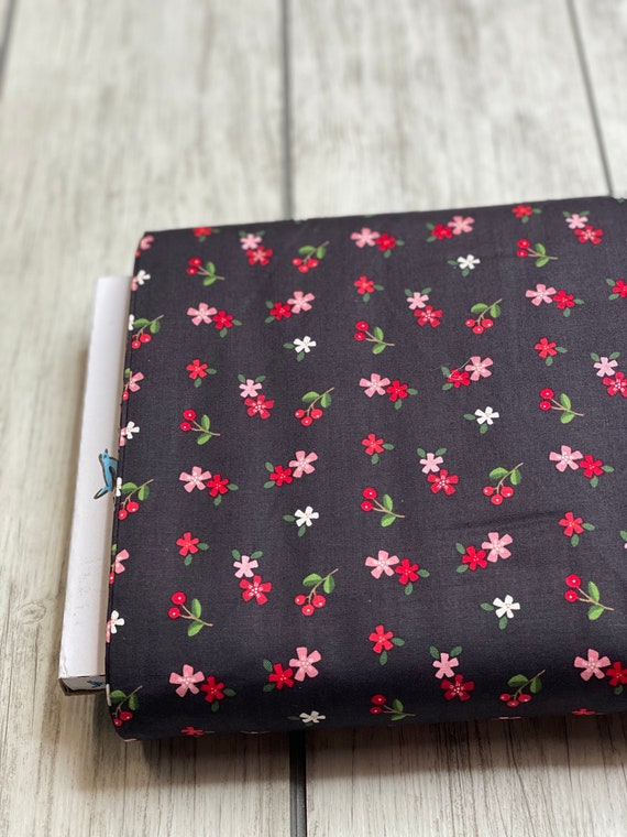 Holly Holiday, Ditzy Charcoal, C10884-Charcoal, By Christopher Thompson, for Riley Blake, sold by the 1/2 yard or the yard