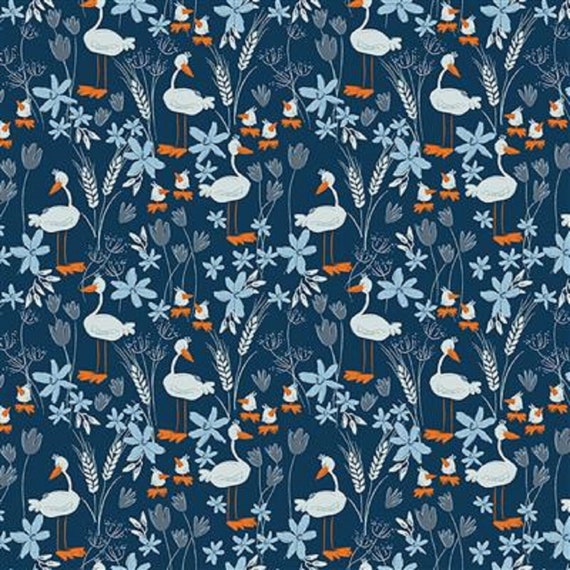BLUE GOOSE, by Meags & Me, for Clothworks, #Y3100-53, sold by the 1/2 yard or the yard