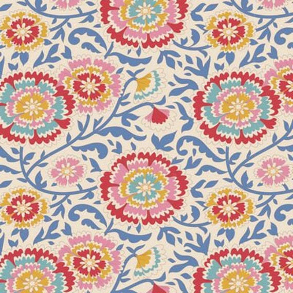 Jubilee, Elodie, in Blue, TIL100560-V15, by Tone Finnanger, For Tilda Fabrics, sold by the 1/2 yard or the yard