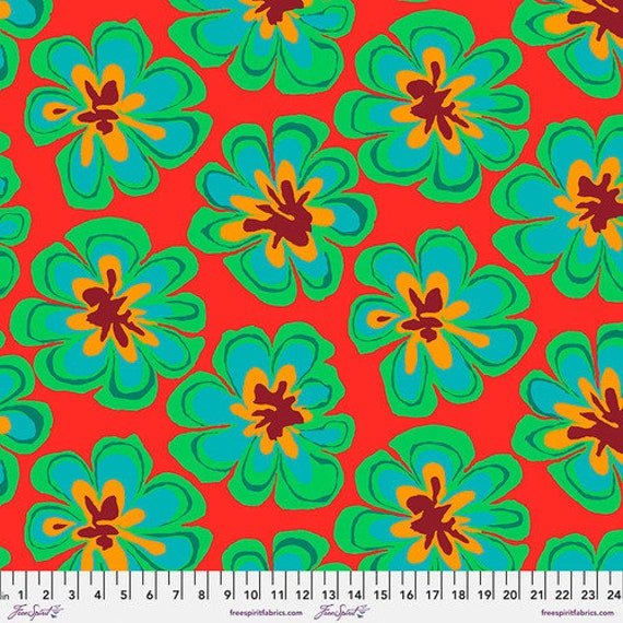 Funky Floral, in Watermelon, Kaffe Fassett Collective, Feb 2023, FreeSpirit Fabrics, sold by the 1/2 yard or the yard