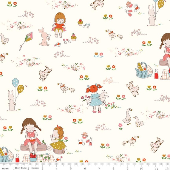 Serendipity 2, Main Print, in  Cream, C17300-Cream, By Minki Kim, Riley Blake Designs, sold by the yard