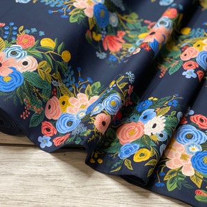RP101-NA2 Wildwood - Garden Party Vines - Navy Cotton Fabric- Rifle Paper Co- Cotton and Steel- RJR- Sold by the 1/2 yard or the yard
