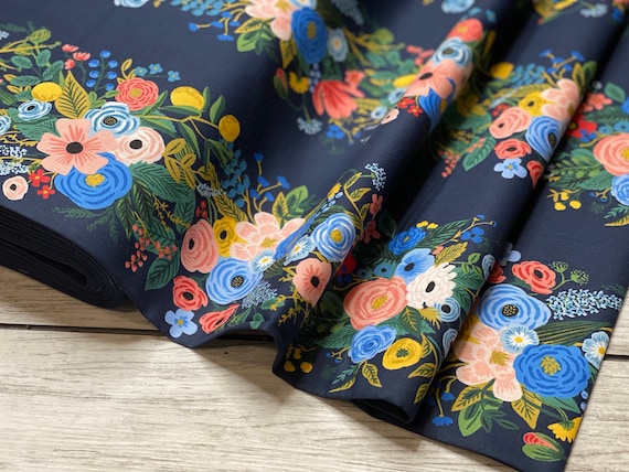 RP101-NA2 Wildwood - Garden Party Vines - Navy Cotton Fabric- Rifle Paper Co- Cotton and Steel- RJR- Sold by the 1/2 yard or the yard