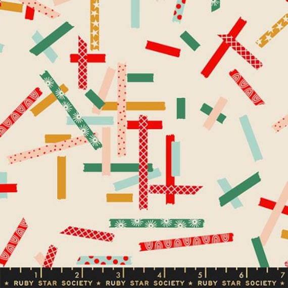 Jolly Darlings, Washi Tape, Buttercream, RS5087 11, Ruby Star Society, Sold by the 1/2 yard or the yard