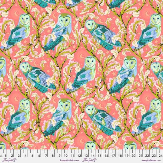 Night Owl, in  Dawn, Moon Garden, By Tula Pink, For FreeSpirit Fabrics, sold by the 1/2 yard or the yard