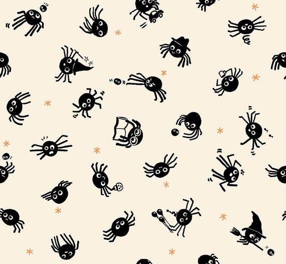Freaky Familiars, Spiders,  in Natural, RS5191 11, Ruby Star, sold by the yard
