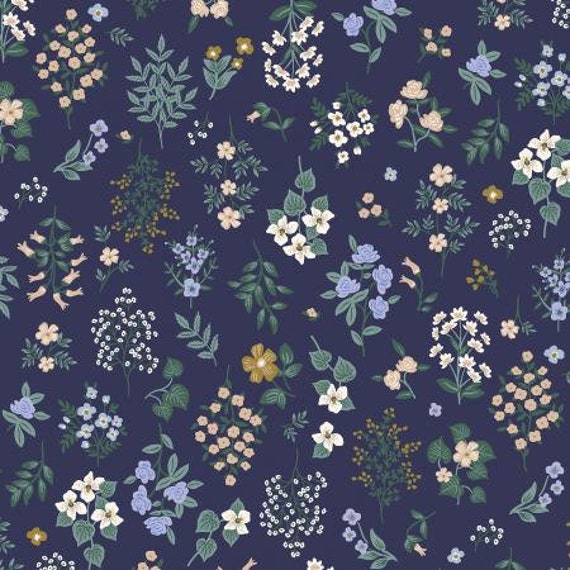 Strawberry Fields - Hawthorne - Navy Fabric-RP401-NA2 - Rifle Paper Co- Cotton and Steel/RJR- Sold by the 1/2 yard or the yard