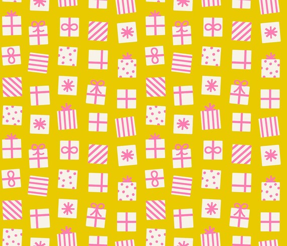 Merry Happy, Presents,  in Golden Hour, By Kimberly Kight, RS3100 11, Ruby Star, sold by the yard