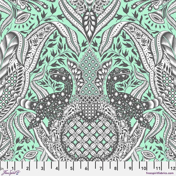 ROAR! Gift Rapt, Mint , PWTP224.Mint, by Tula Pink, for FreeSpirit, sold by the 1/2 yard or the yard,