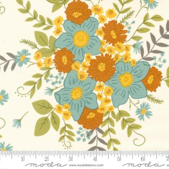 Ponderosa, Flowers, in Natural, 20860 11, By Stacy Iest Hsu, for Moda, Sold by the 1/2 yard or the yard