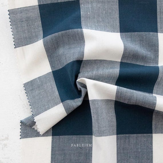 Large Camp Gingham in Midnight, Fableism, CMPLG-03-MIDNIGHT, sold by the yard