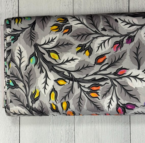 Best Buds, in Fog, Graywork, Backing Fabric, 108, Quilt Backs, by Tula Pink, FreeSpirit Fabrics, sold by the yard.