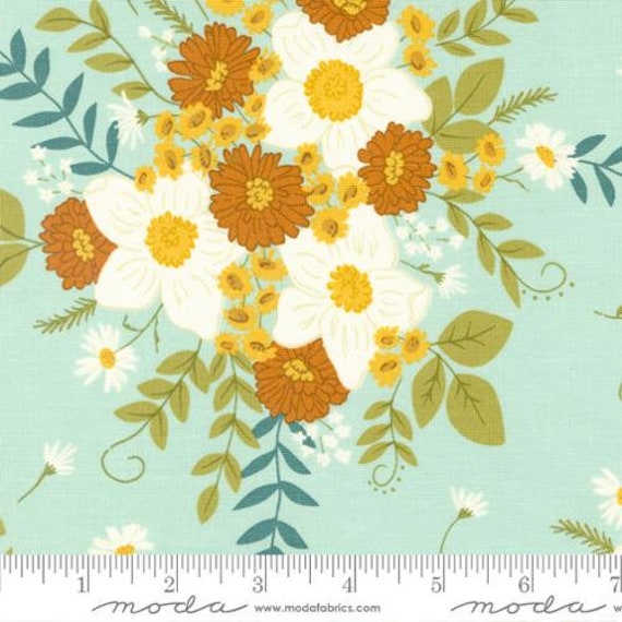 Ponderosa, Flowers, in Sky, 20860 17, By Stacy Iest Hsu, for Moda, Sold by the 1/2 yard or the yard