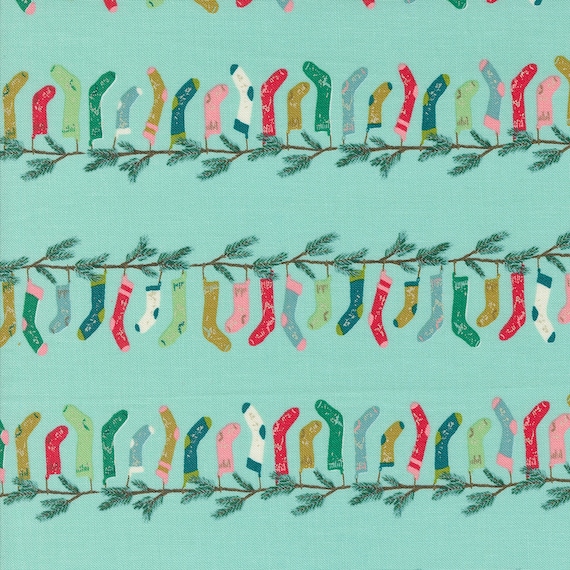 Cozy Wonderland, Stocking Stripe Stripes Stockings, in Icicle, 45592 17,  Fancy That Design House, Moda, sold by the 1/2 yard or the yard