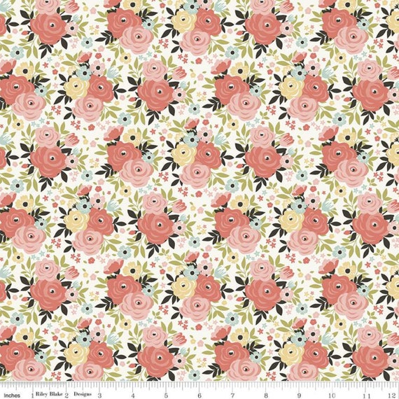 Joy In The Journey, Floral Cream, C10681-Cream, By Dani Mogstad, for Riley Blake, sold by the 1/2 yard or the yard