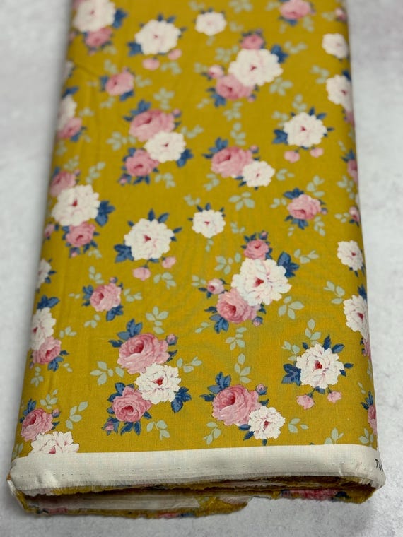 Sunday Brunch, Pernille in yellow, Tilda Fabrics, by Tone Finnanger, sold by the yard