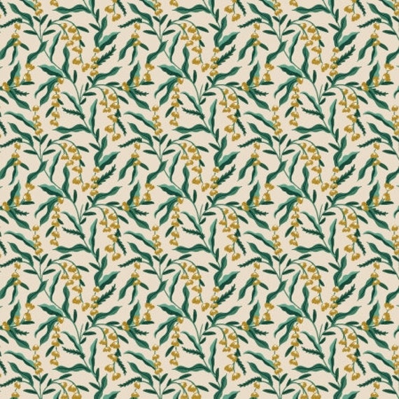 Vintage Garden, Lily, Cream Metallic Fabric, RP1006-CR1M, By Riffle Paper Co, Cotton & Steel, sold by the the 1/2 yard or the yard