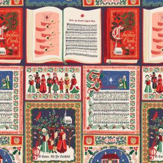 Holiday Classics Christmas Carols - Red Fabric RP624-NA1 Cotton + Steel, Sold by the yard