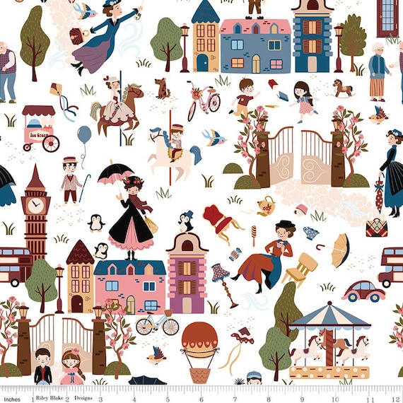 A Spoonful of Sugar Cherry Tree Lane Main Cloud Riley Blake Designs, sold by the yard