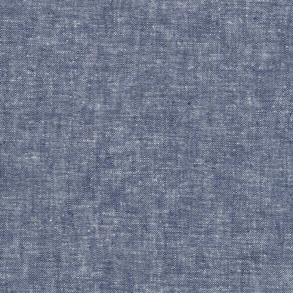 Essex Yarn Dyed in Denim: Cotton, linen blend fabric by Robert Kaufman, sold by the 1/2 yard or the yard