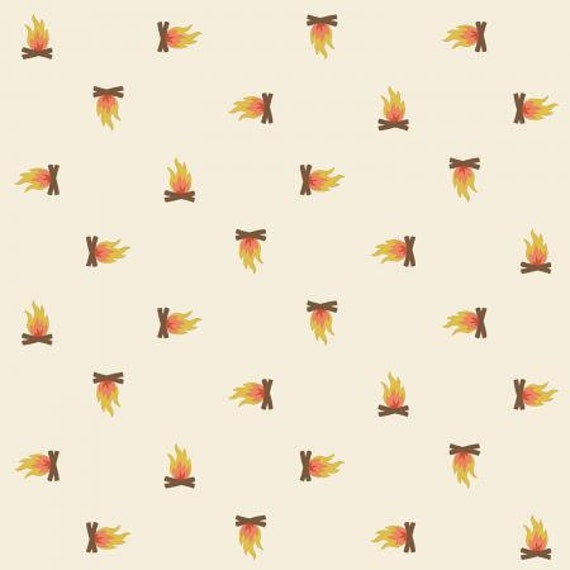 RJ1604-PE1 Camping Crew - Campfire - Pebble Fabric- Cotton and Steel- RJR- Sold by the half-yard or the yard cut continuous