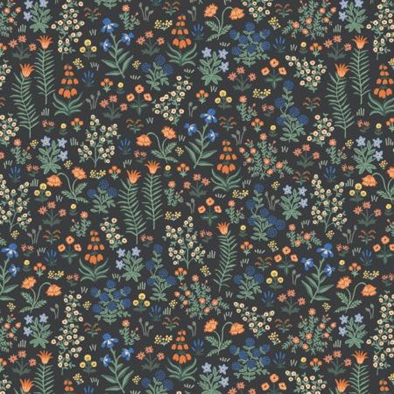 Camont - Menagerie Garden - Black Fabric- RP701-BK1 - Rifle Paper Co- Cotton and Steel- Sold by the 1/2 yard or the yard