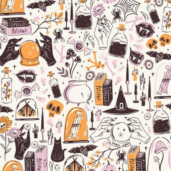 Ghostly & Haunted fabric collection, by AGF, Witching Hour, in Moon, sold by the yard