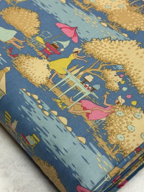 Sunday Brunch, Sunday Brunch Blue, Tilda Fabrics, by Tone Finnanger, sold by the yard