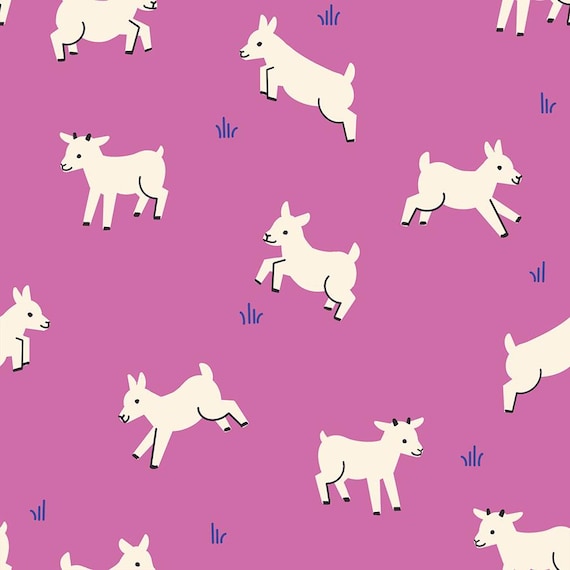 Animal Animal, Goats, in Heliotrope, RS5166 12, Ruby Star, sold by the 1/2 yard or the yard