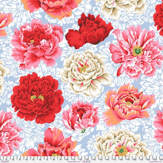 Quilt Backing Fabric, Brocade Peony, Natural, Quilt Backs, Philip Jacobs for the Kaffe Fassett Collective, sold by the yard