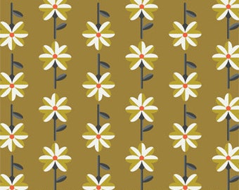 Floral in Mustard, Pickle Juice, by Dana Willard, for Figo Fabrics, sold by the 1/2 yard or the yard