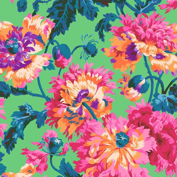 Garden Party, in Pink, Kaffe Fassett Collective, February 2024, for FreeSpirit Fabrics, sold by the 1/2 yard or the yard.