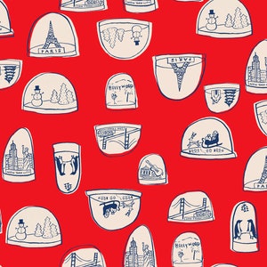 Jolly Darlings, Holiday Snow Globes, Dark Ruby, RS5081 12, Ruby Star Society, Sold by the 1/2 yard or the yard