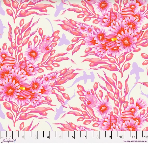Floral Reef,  Shadow Sharks, in Delphine, PWTP267-Delphine, By Tula Pink, FreeSpirit Fabrics, sold by the yard