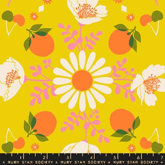 Juicy, Poppy Garden, 30s and Retro Fruit, Floral Kitchen, Golden Hour, Ruby Star Society, Moda Fabrics, sold by the 1/2 yard or the yard