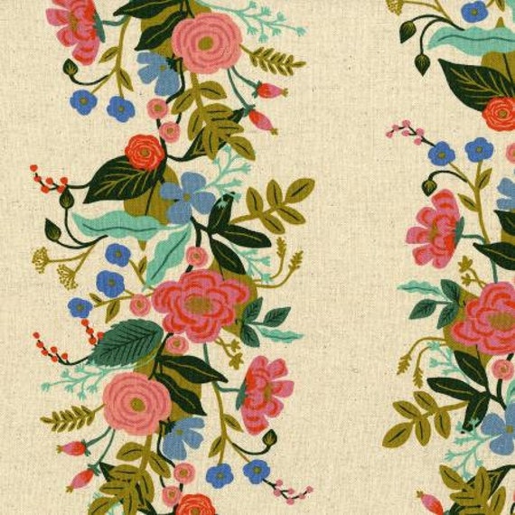 AB8067-012 English Garden - Floral Vines - Cream CANVAS Fabric- Rifle Paper Co- Cotton and Steel-RJR- Sold by the 1/2 yard or the yard