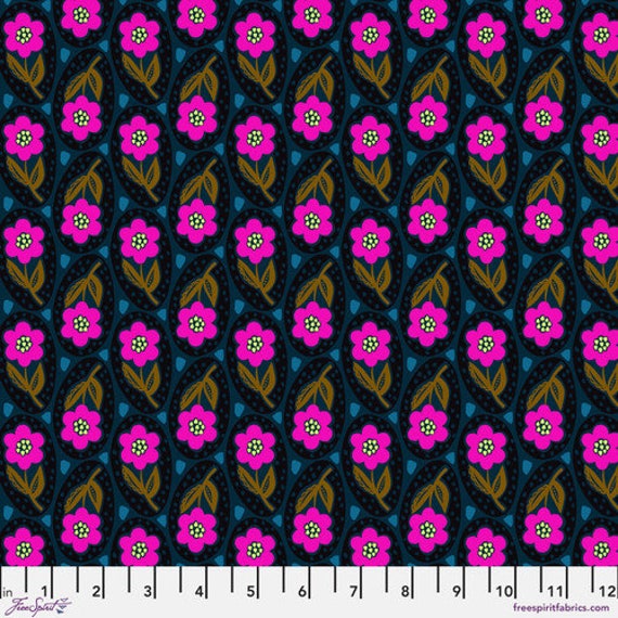 Brave, Giggle, in Indigo, By Anna Maria, for FreeSpirit Fabrics, sold by the 1/2 yard or the yard