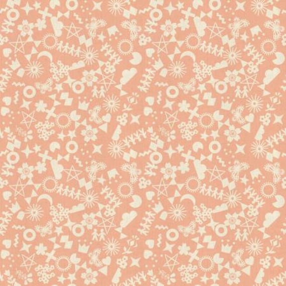 Paper Cuts, Cut it Out, Peach Unbleached Cotton Fabric, R1964-0023 By Rashida Coleman-Hale, Cotton + Steel, Sold by the 1/2 yard or the yard