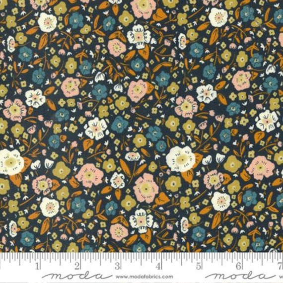 Quaint Cottage, in Midnight, 48374 21, by Gingiber, for Moda, sold by the 1/2 yard or the yard